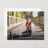 シンプルタイポグラフィ写真卒業パーティー 招待状 (正面/裏面)