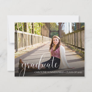 シンプルタイポグラフィ写真卒業パーティー 招待状