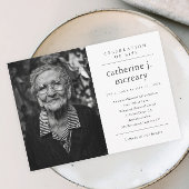 シンプルタイポグラフィ写真追悼式 招待状