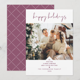 シンプルタイポグラフィ可愛い梅パープルクリスマスフォト シーズンカード