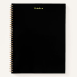 シンプルタイポグラフィ名パーソナライズされたブラックイエロー ノートブック