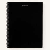 シンプルタイポグラフィ名パーソナライズされたブラックピンク ノートブック (正面)