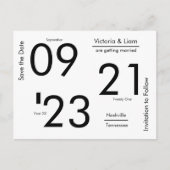 シンプルタイポグラフィ名モダン日付の保存 案内ポストカード (正面)