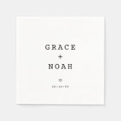 シンプルタイポグラフィ名モダン結婚の スタンダードカクテルナプキン (正面)