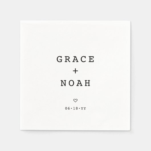 シンプルタイポグラフィ名モダン結婚の スタンダードカクテルナプキン (正面)
