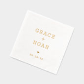 シンプルタイポグラフィ名モダン結婚の 箔ナプキン (左)