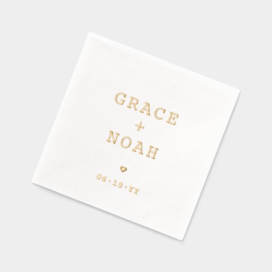 シンプルタイポグラフィ名モダン結婚の 箔ナプキン (左)
