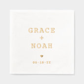 シンプルタイポグラフィ名モダン結婚の 箔ナプキン (正面)