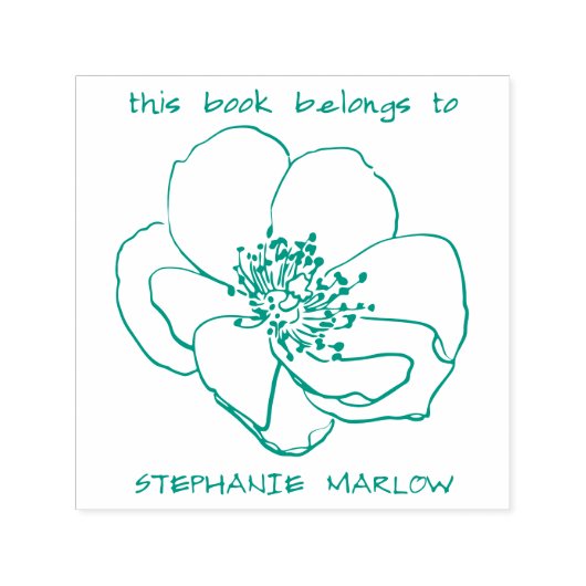 シンプルタイポグラフィ山素朴花の図書本 セルフインキングスタンプ (デザイン)