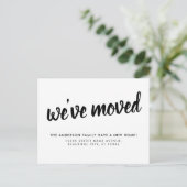 シンプルタイポグラフィ引っ越しましたの移行発表 案内ポストカード (スタンド正面)