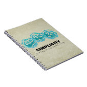 シンプルタイポグラフィ引用文とティール(緑がかった色)バラ ノートブック (右側)