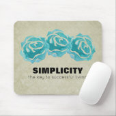 シンプルタイポグラフィ引用文とティール(緑がかった色)バラ マウスパッド (マウス)