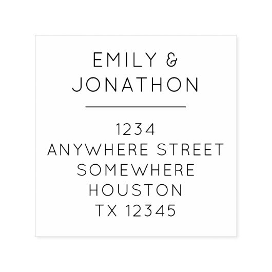 シンプルタイポグラフィ戻り名住所スクエア セルフインキングスタンプ (デザイン)