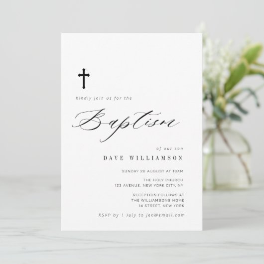 シンプルタイポグラフィ教書洗礼の招待 招待状 (スタンド正面)