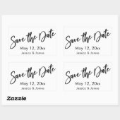 シンプルタイポグラフィ日付を保存する白黒 長方形シール (シート)