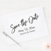 シンプルタイポグラフィ日付を保存する白黒 長方形シール (封筒)