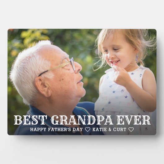 シンプルタイポグラフィ最高のおじいちゃんEVER父の日 フォトプラーク (正面)