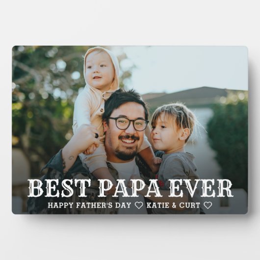 シンプルタイポグラフィ最高のパパーエバーファーザデイギフト フォトプラーク (正面)