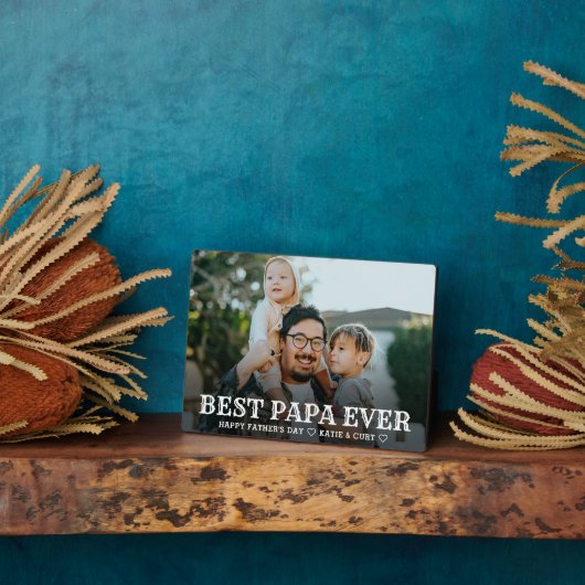 シンプルタイポグラフィ最高のパパーエバーファーザデイギフト フォトプラーク