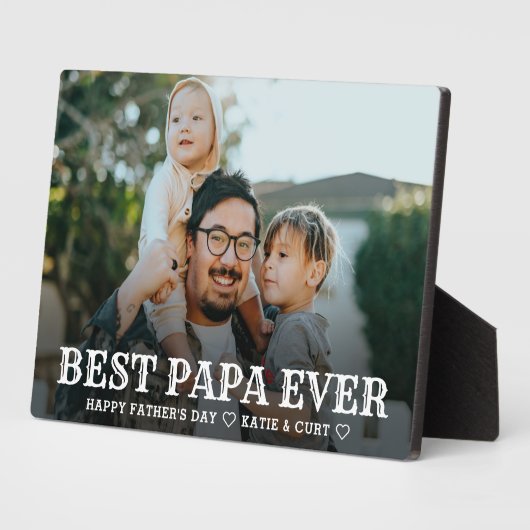 シンプルタイポグラフィ最高のパパーエバーファーザデイギフト フォトプラーク (側面)