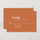 シンプルタイポグラフィ燃モダンえたオ結婚レンジ 出欠カード (正面/裏面)