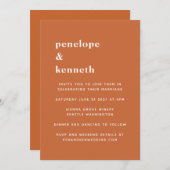 シンプルタイポグラフィ燃モダンえたオ結婚レンジ 招待状 (正面/裏面)