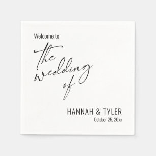 シンプルタイポグラフィ白の結婚へようこそ スタンダードカクテルナプキン