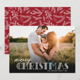 シンプルタイポグラフィ白モダンクリスマスフォト シーズンカード
