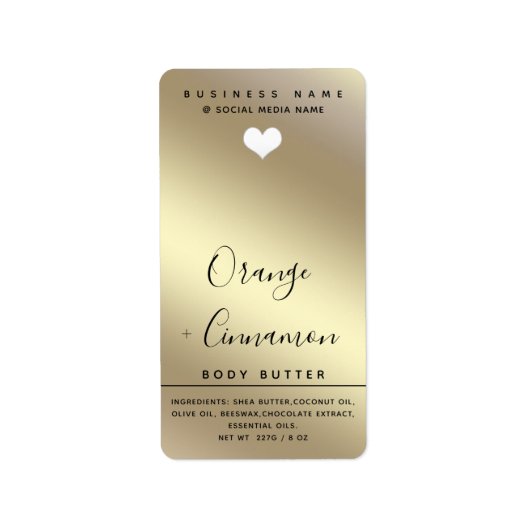 シンプルタイポグラフィ白モダンハート体バター ラベル (正面)