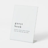 シンプルタイポグラフィ白黒ゲストブ結婚ック 台座サイン (正面)