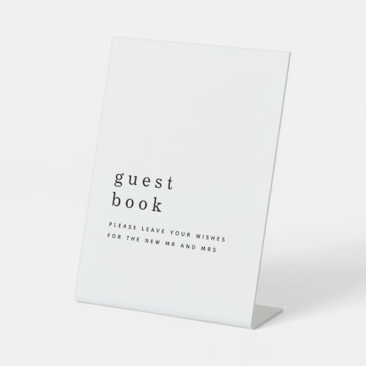 シンプルタイポグラフィ白黒ゲストブ結婚ック 台座サイン (正面)