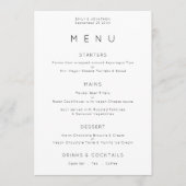 シンプルタイポグラフィ白黒結婚のメニューカード 招待状 (正面)