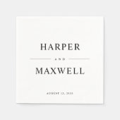 シンプルタイポグラフィ白黒結婚ズ スタンダードカクテルナプキン (正面)