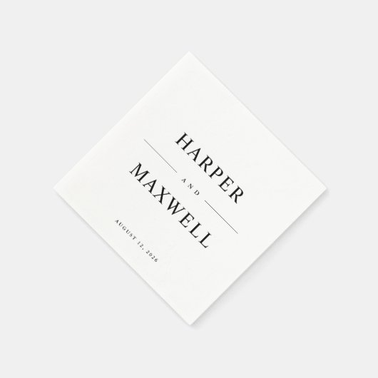 シンプルタイポグラフィ白黒結婚ズ スタンダードカクテルナプキン (角)