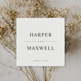 シンプルタイポグラフィ白黒結婚ズ スタンダードカクテルナプキン