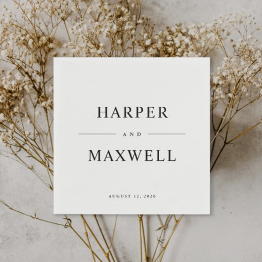 シンプルタイポグラフィ白黒結婚ズ スタンダードカクテルナプキン