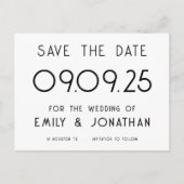 シンプルタイポグラフィ白黒結婚ズ 案内ポストカード (正面)