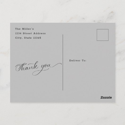 シンプルタイポグラフィ結婚の写真ありがとうはがき ポストカード (裏面)