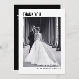 シンプルタイポグラフィ結婚の写真サンキューカード サンキューカード