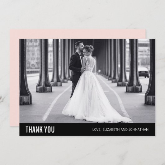 シンプルタイポグラフィ結婚の写真サンキューカード サンキューカード (正面/裏面)