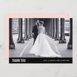 シンプルタイポグラフィ結婚の写真サンキューカード サンキューカード