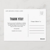 シンプルタイポグラフィ結婚の感謝はがき ポストカード (裏面)