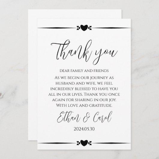 シンプルタイポグラフィ結婚サンキューカード サンキューカード (正面/裏面)