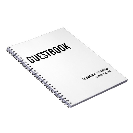 シンプルタイポグラフィ結婚ズゲストブックノート ノートブック (右側)