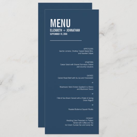 シンプルタイポグラフィ結婚ズ メニュー (正面/裏面)