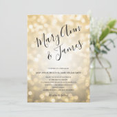 シンプルタイポグラフィ結婚金ゴールドシャンパンライト 招待状 (スタンド正面)