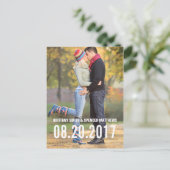 シンプルタイポグラフィ縦型日付ポストカードの保存 案内ポストカード (スタンド正面)