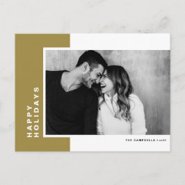 シンプルタイポグラフィ金ゴールドカラーブロックフォト シーズンポストカード