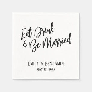 シンプルタイポグラフィ食べと飲み物とビー結婚したブ スタンダードカクテルナプキン