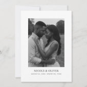 シンプルタイポグラフィ | フォトウルトラミニマル結婚リスト セーブザデート (正面)